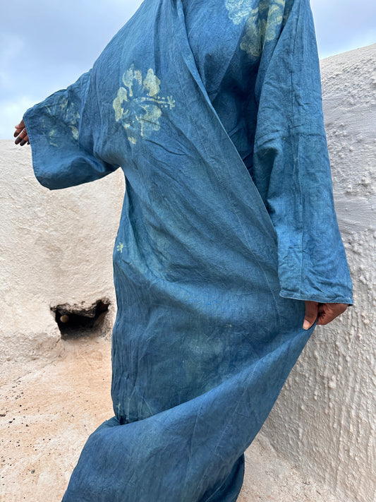 Hibiscus Hand-dyed Indigo Abaya