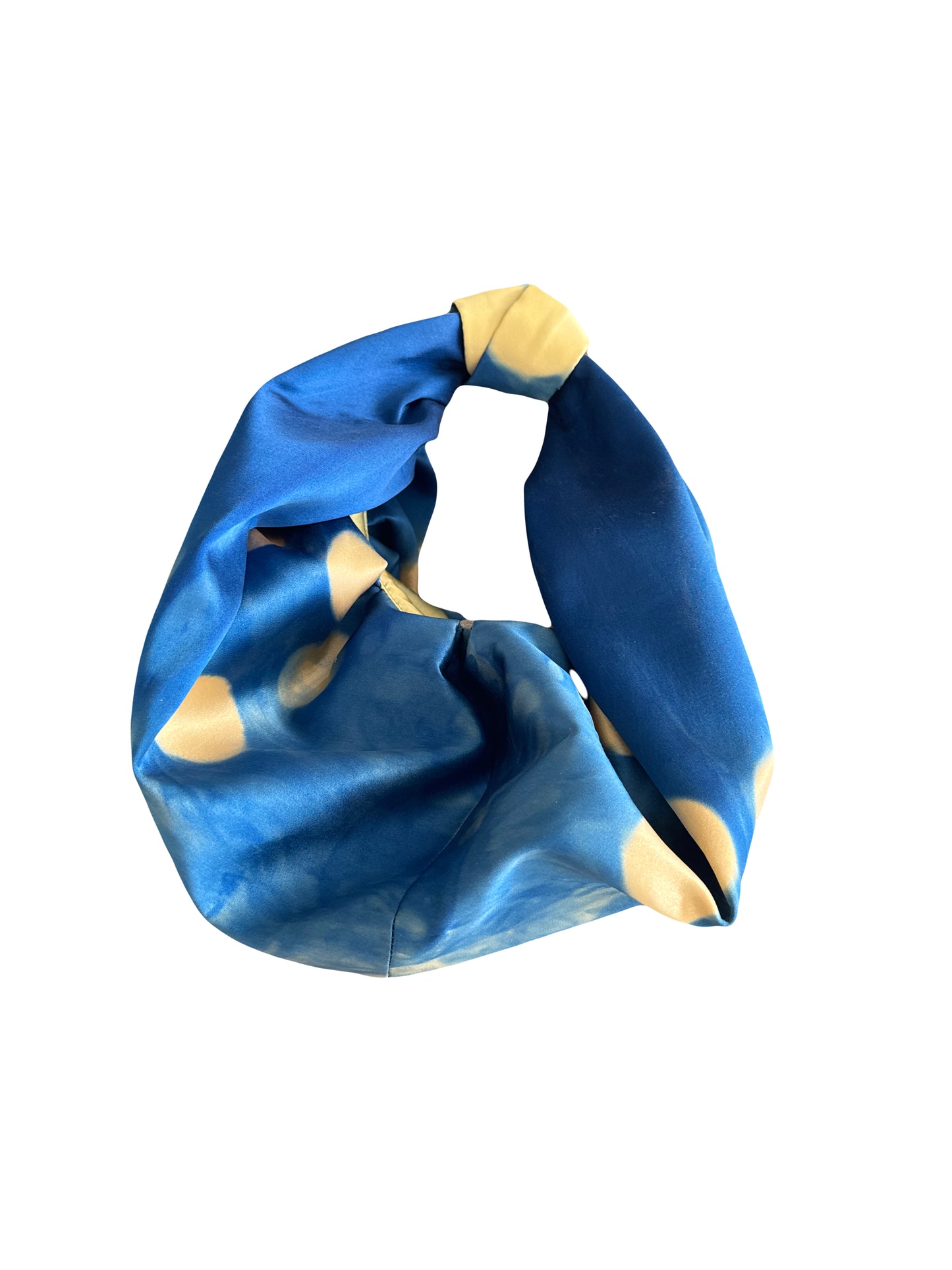 Hand-dyed Blue Silk Knot Bag