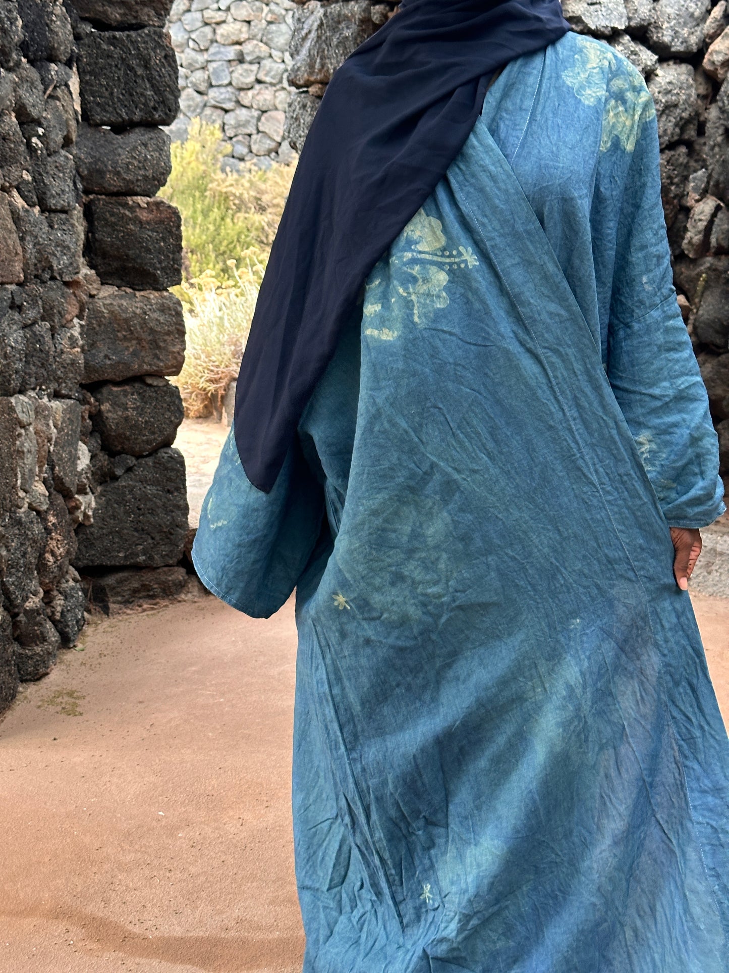 Hibiscus Hand-dyed Indigo Abaya