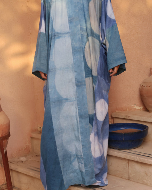 Abstract Handmade Blue Abaya