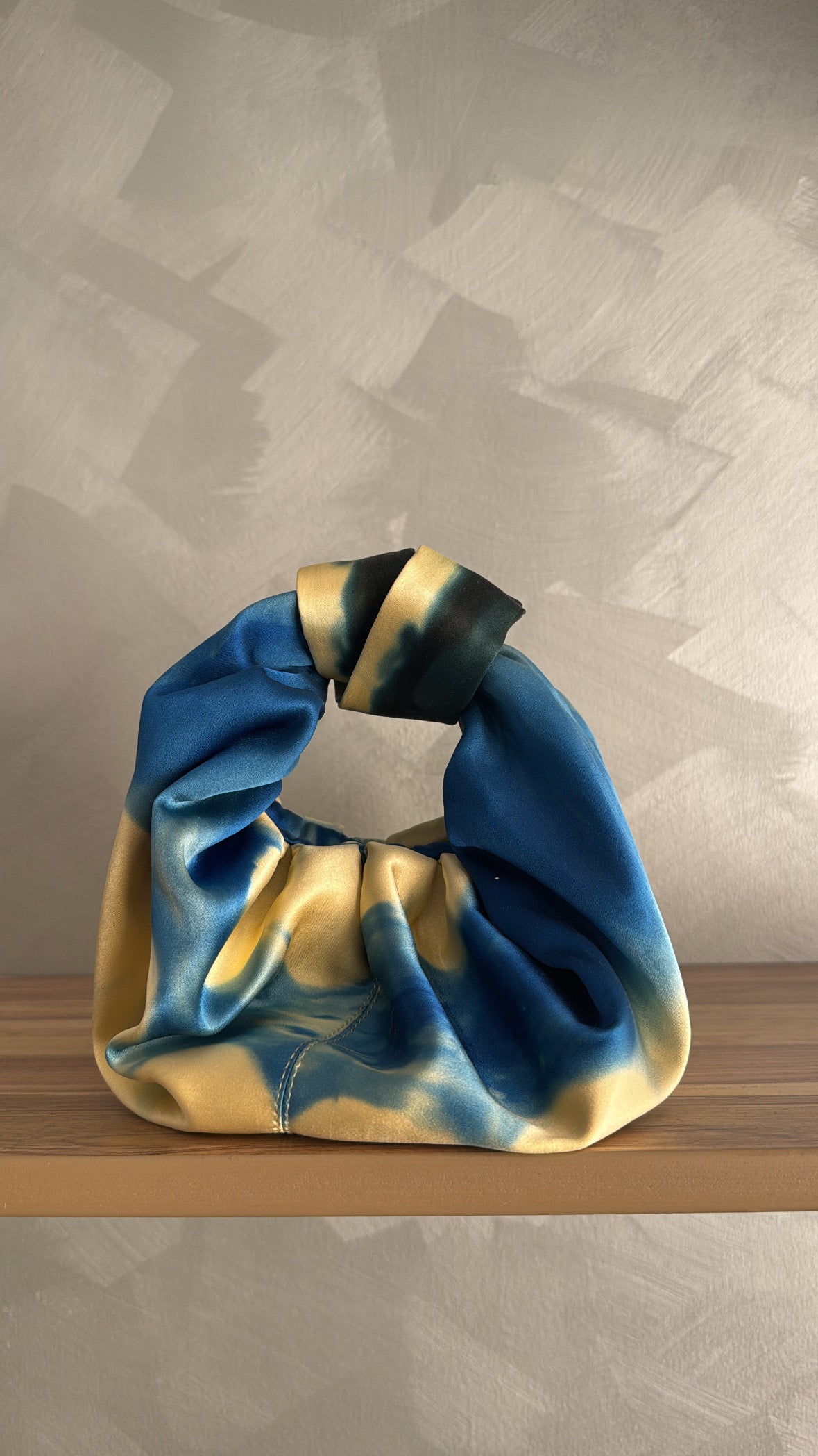 Hand-dyed silk knot bag