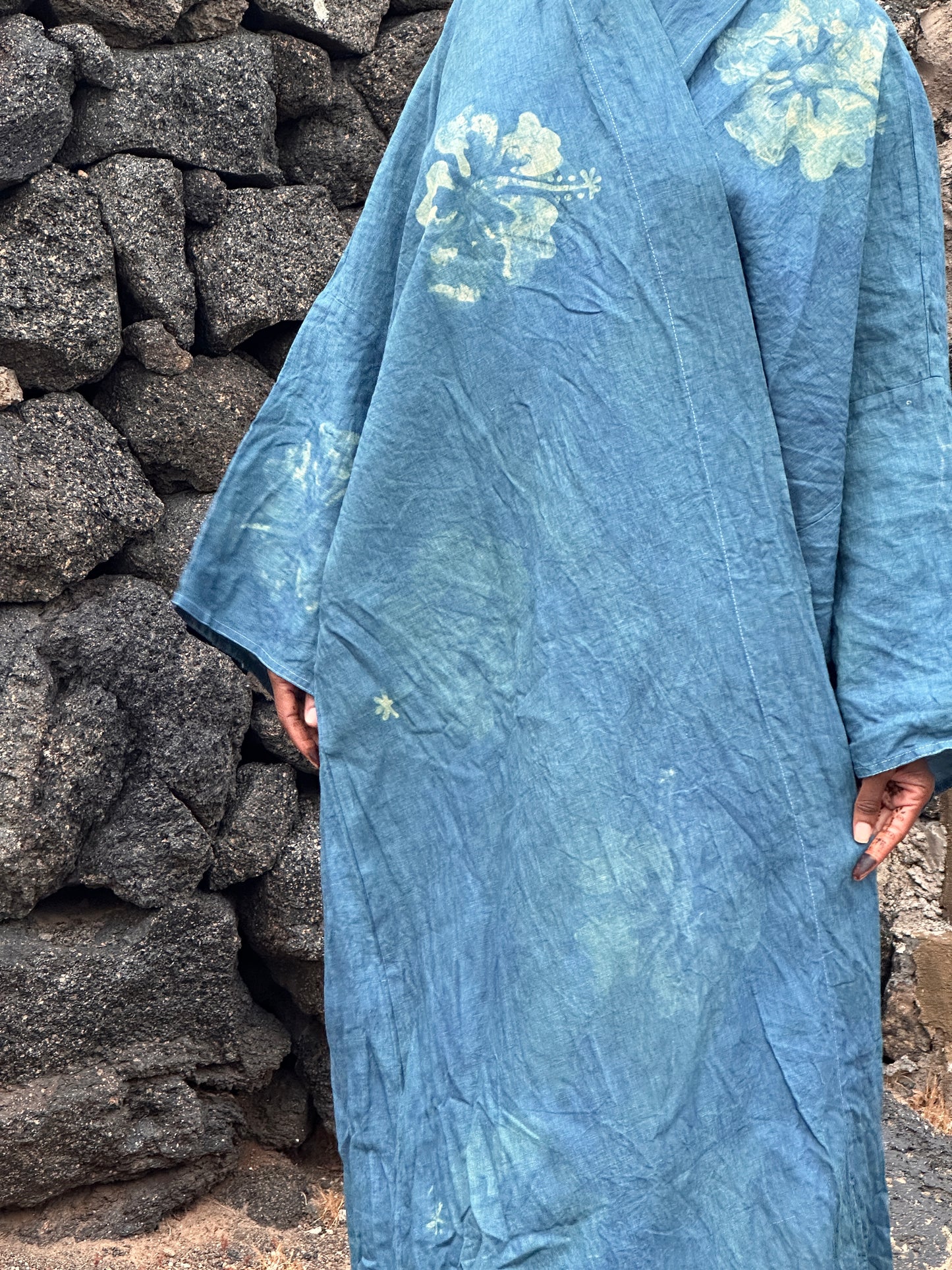 Hibiscus Hand-dyed Indigo Abaya