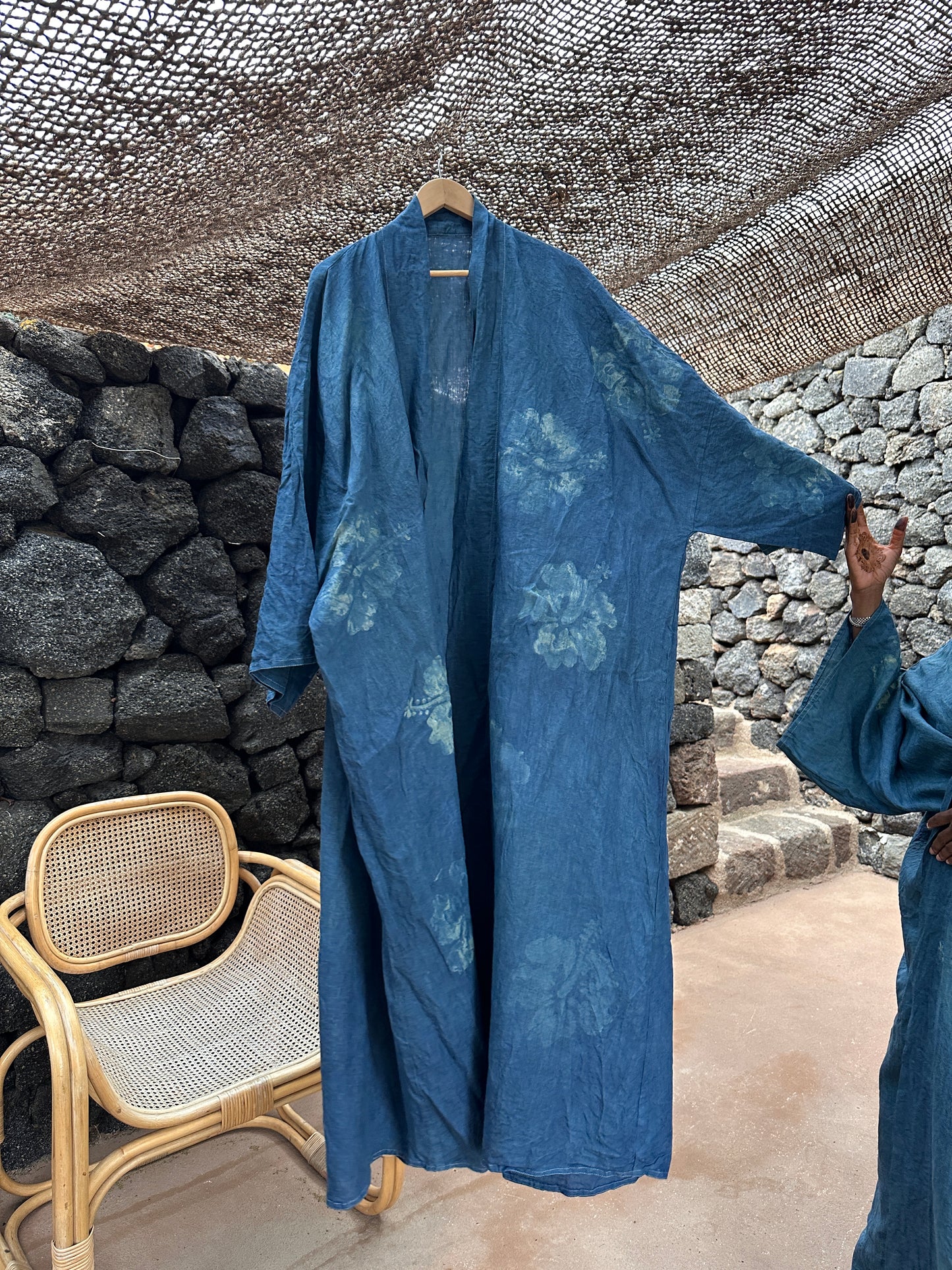 Hibiscus Hand-dyed Indigo Abaya