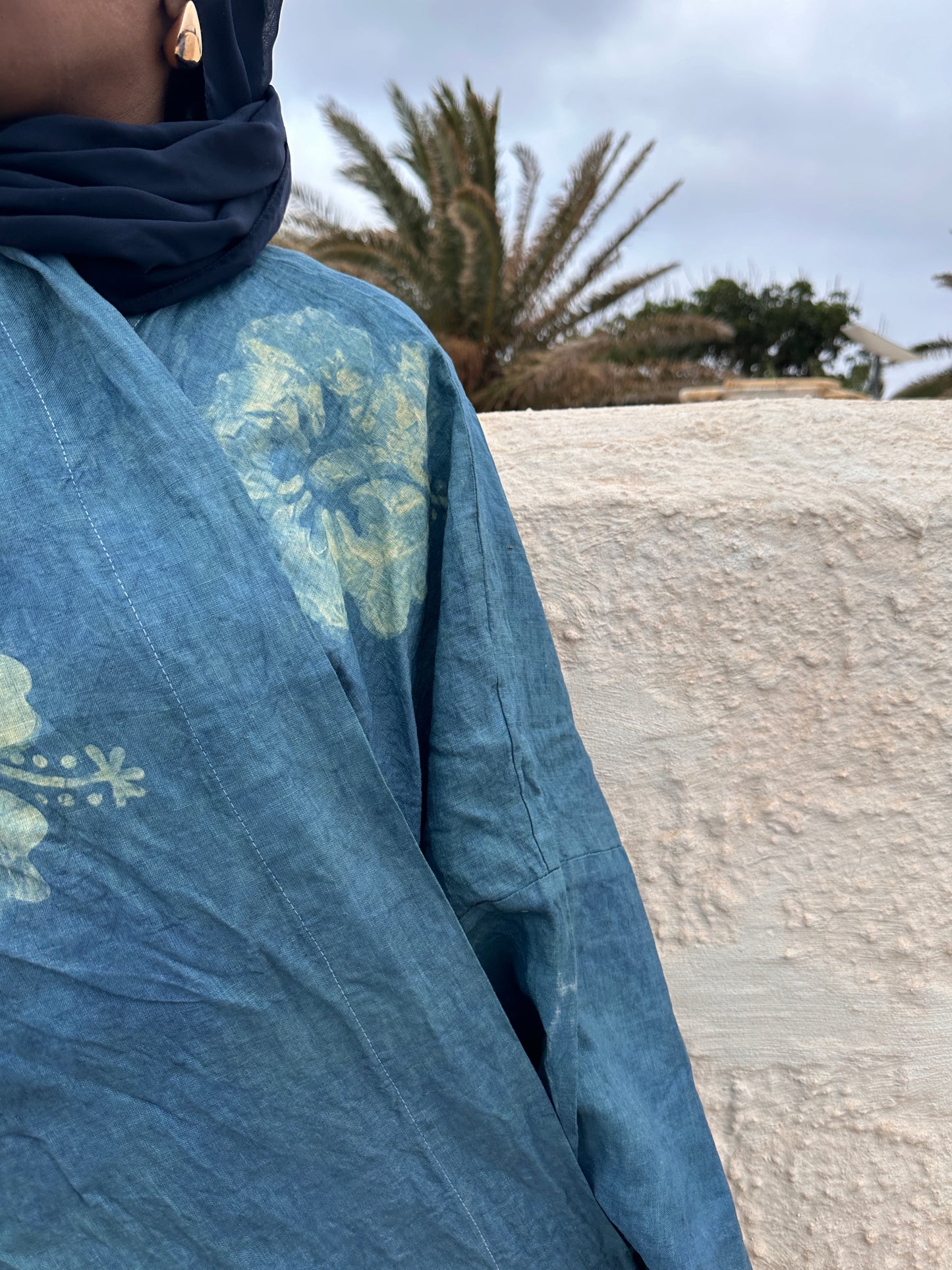 Hibiscus Hand-dyed Indigo Abaya