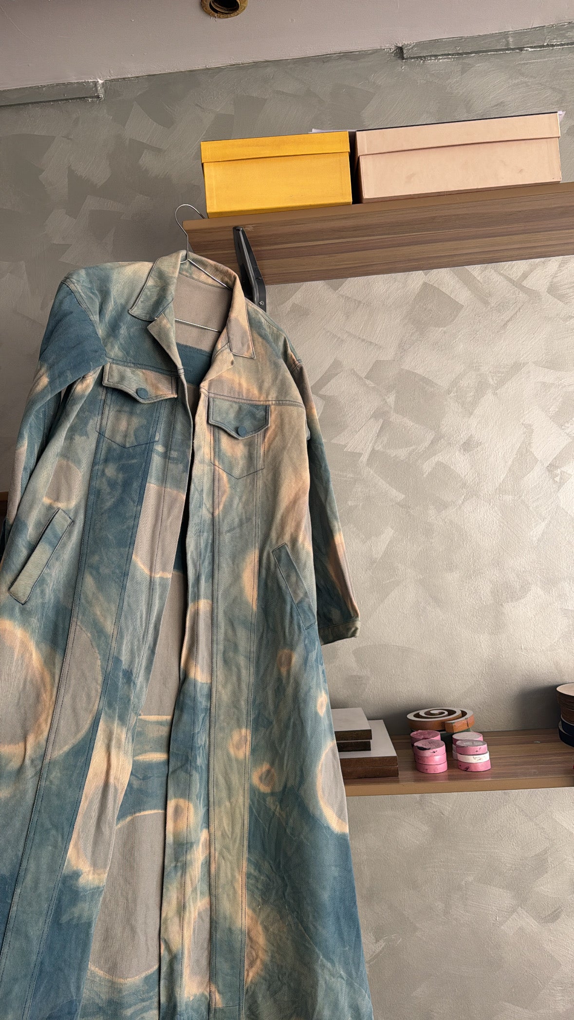 Hand-dyed denim coat