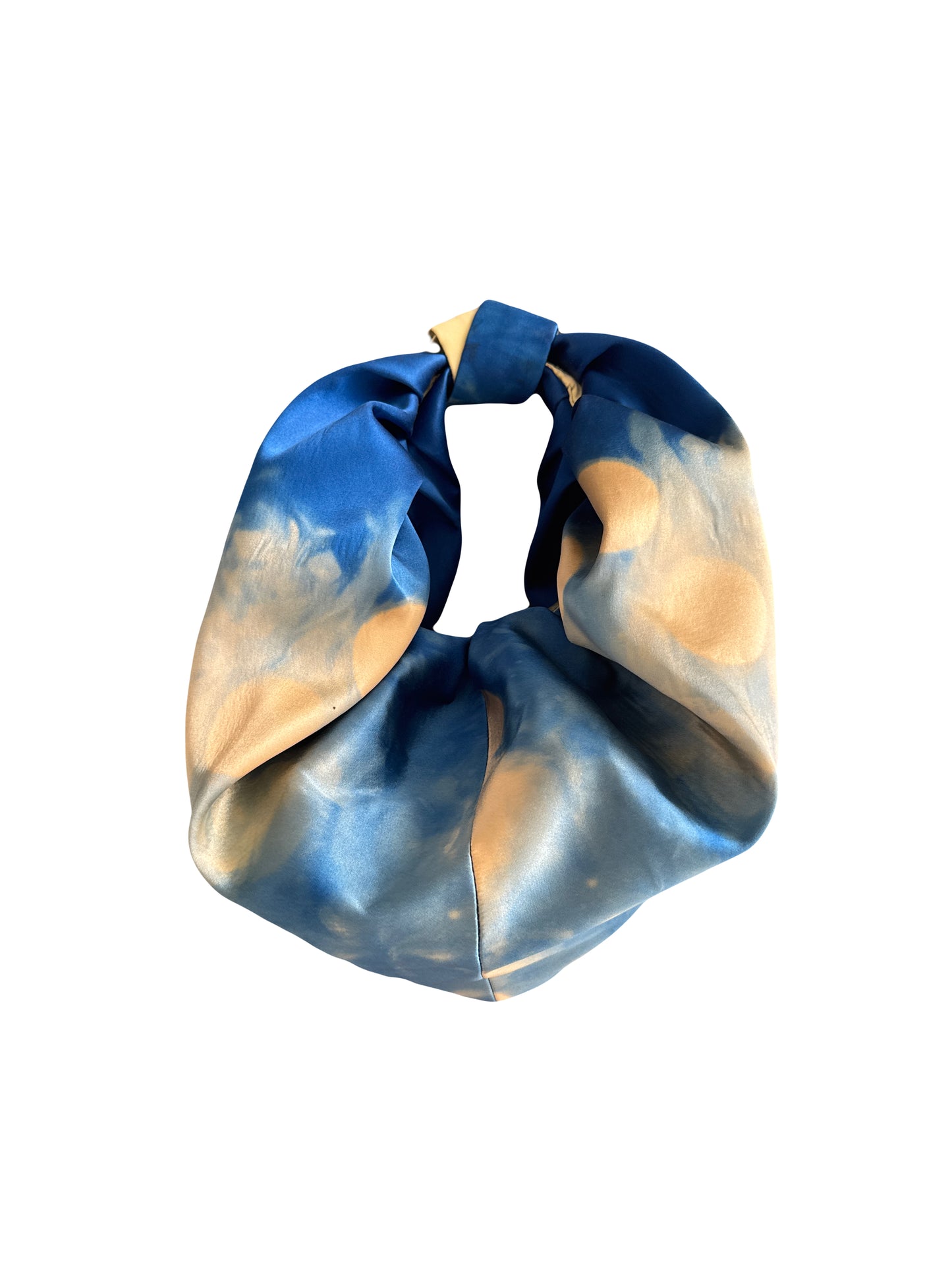 Hand-dyed Blue Silk Knot Bag