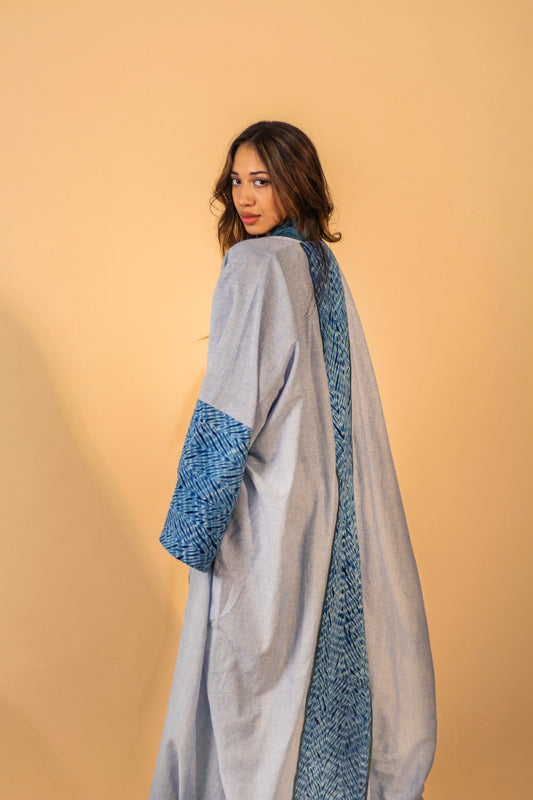 Light Blue Cotton Handmade Abaya