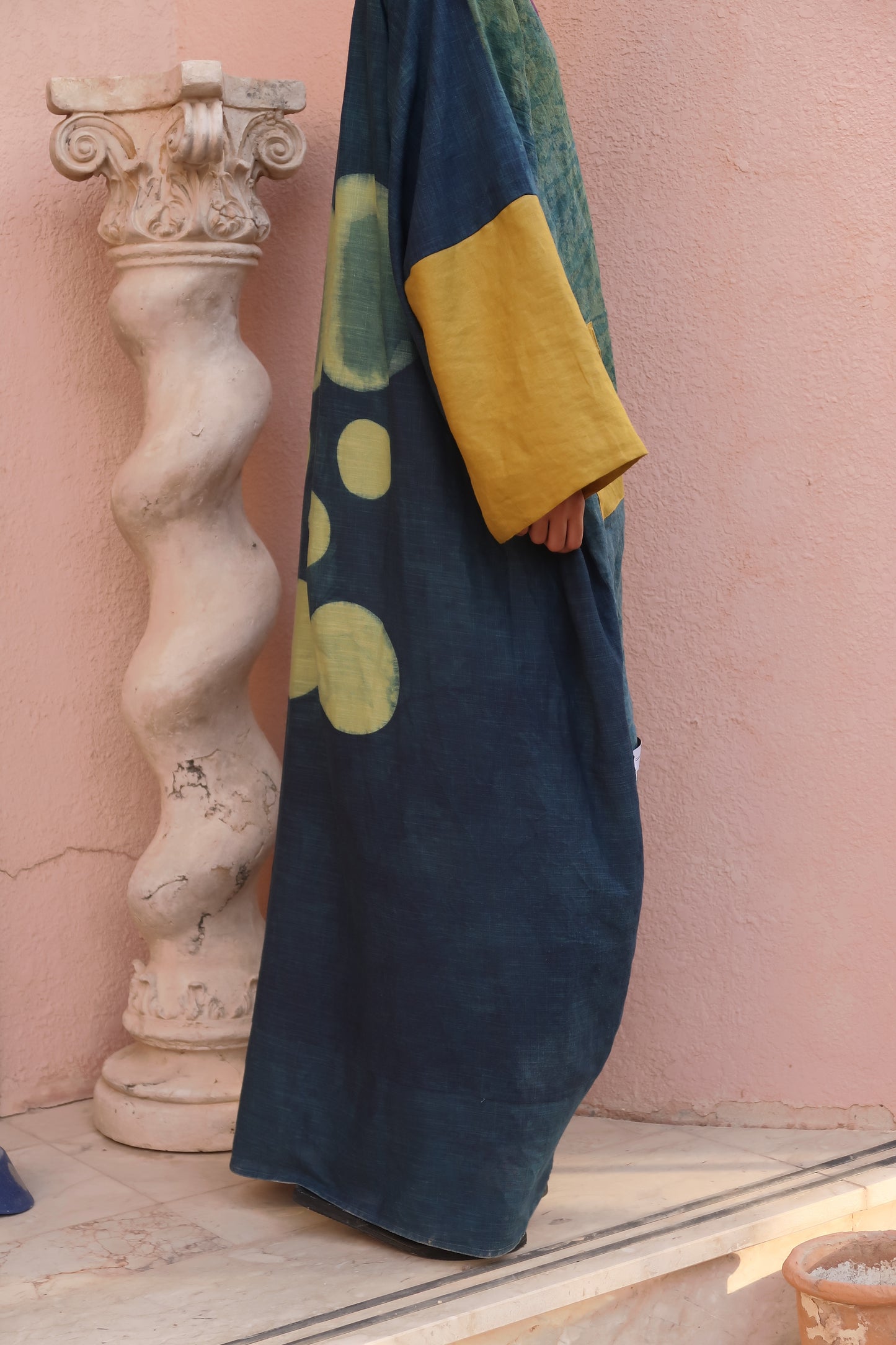 Yellow, Teal and Purple Handmade Abaya