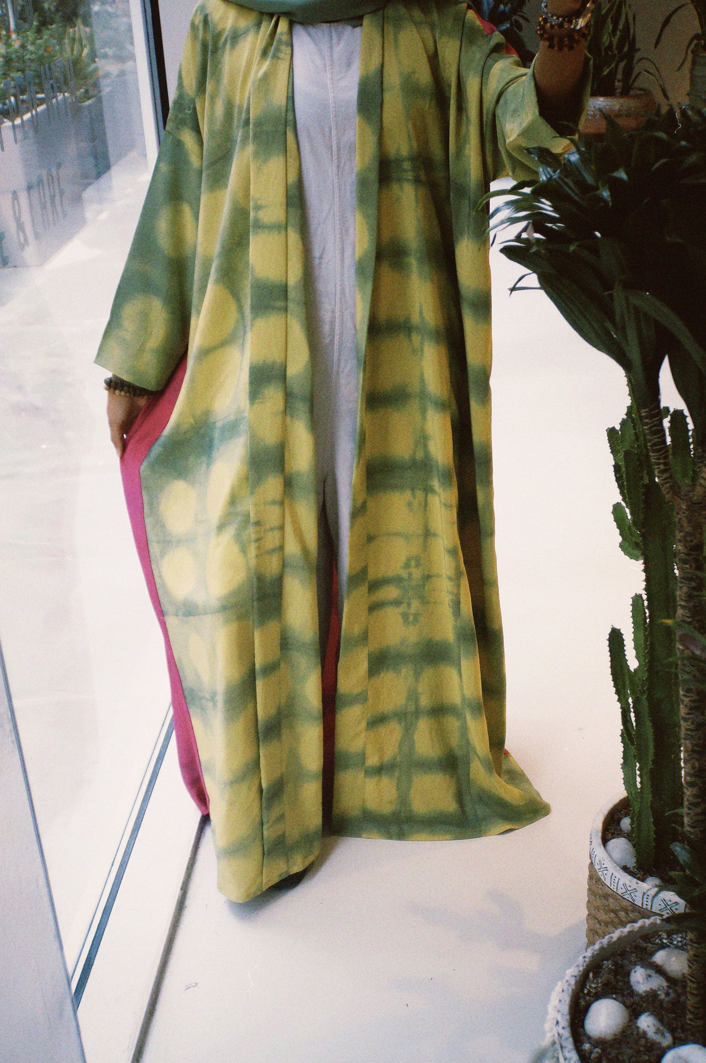 Lime green and yellow Handmade abaya