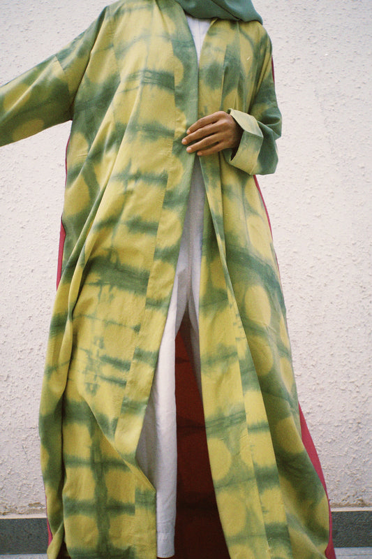 Lime green and yellow Handmade abaya