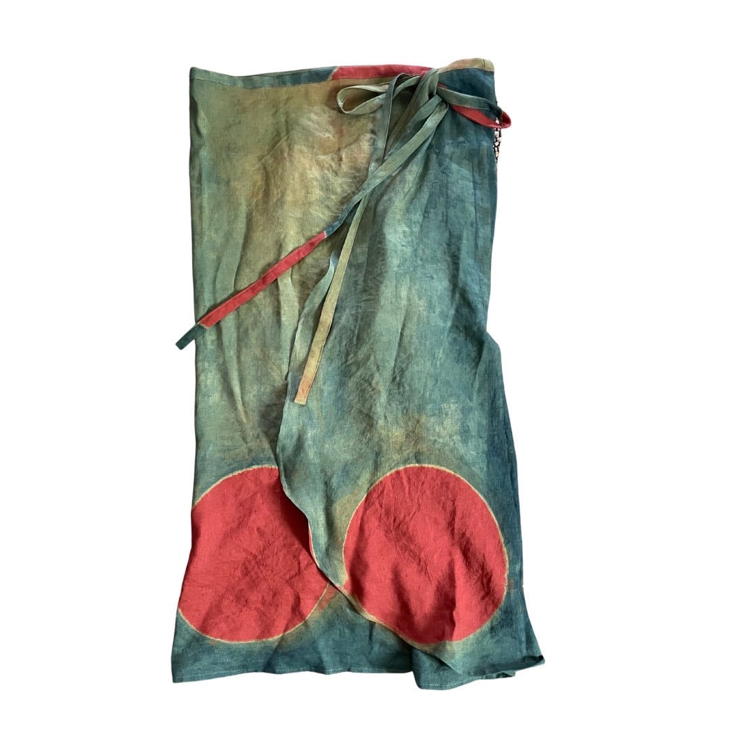 Red and green handmade wrap skirt