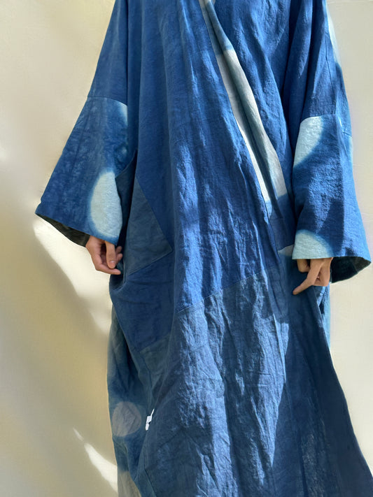 Blue and White Handmade Abaya