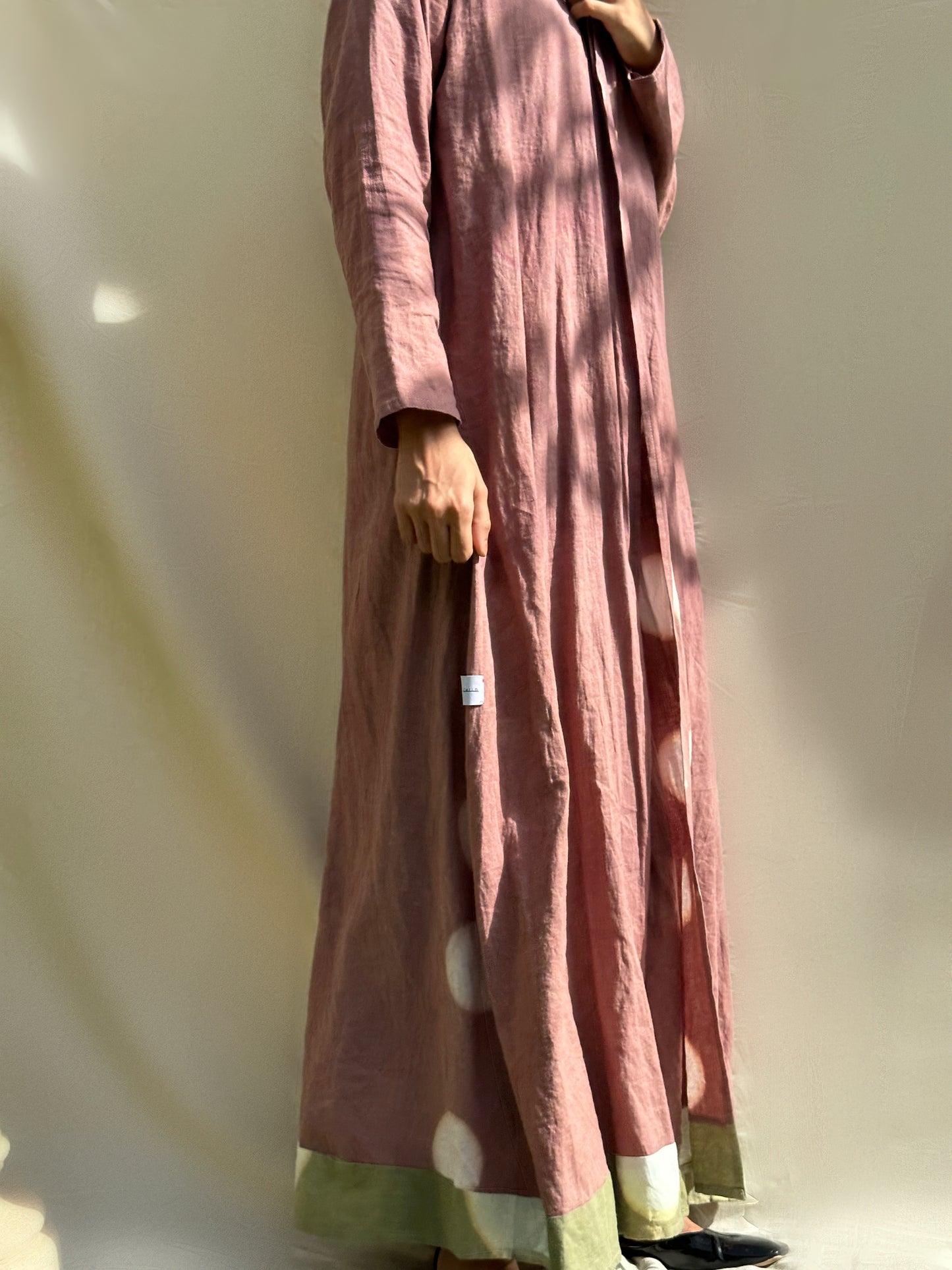 Brown and White Handmade abaya