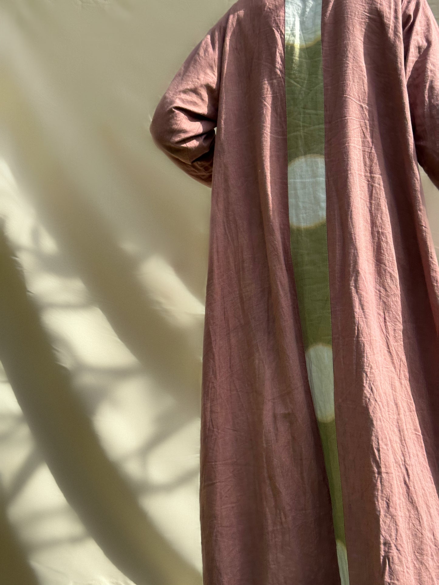 Brown and White Handmade abaya