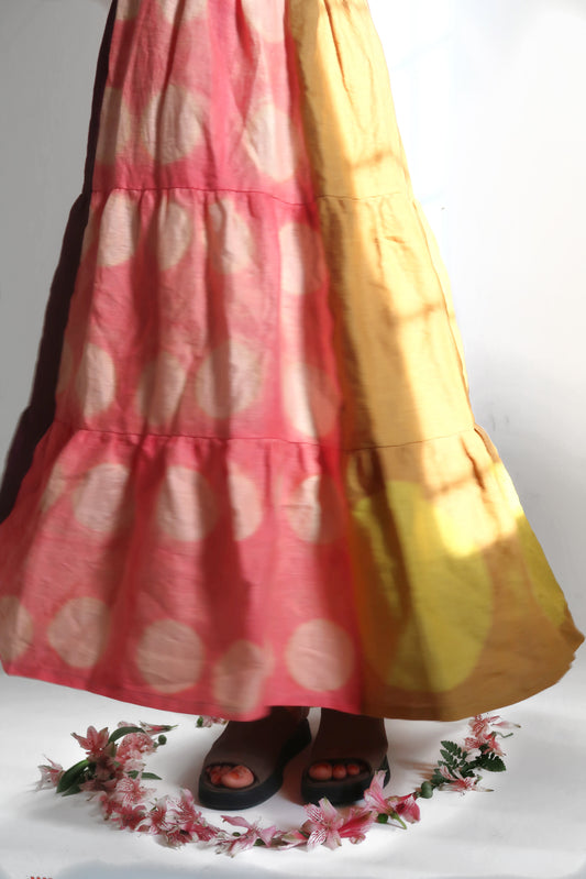 Color block Handmade tiered skirt