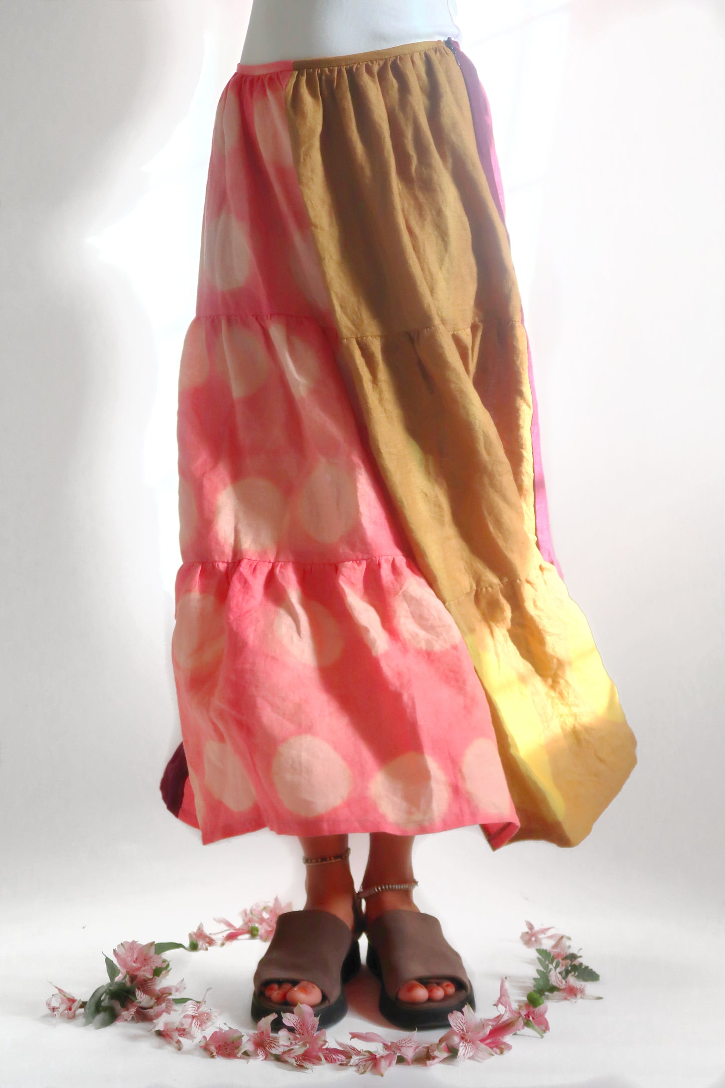 Color block Handmade tiered skirt